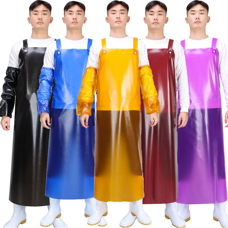 三宝熙牛筋围裙防水防油加长厨房水产食品加工石材养殖厂工作围腰