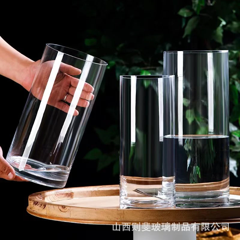 【加厚无铅高透】直筒花瓶春羽北欧花瓶高颜值简约玻璃透明水培零度