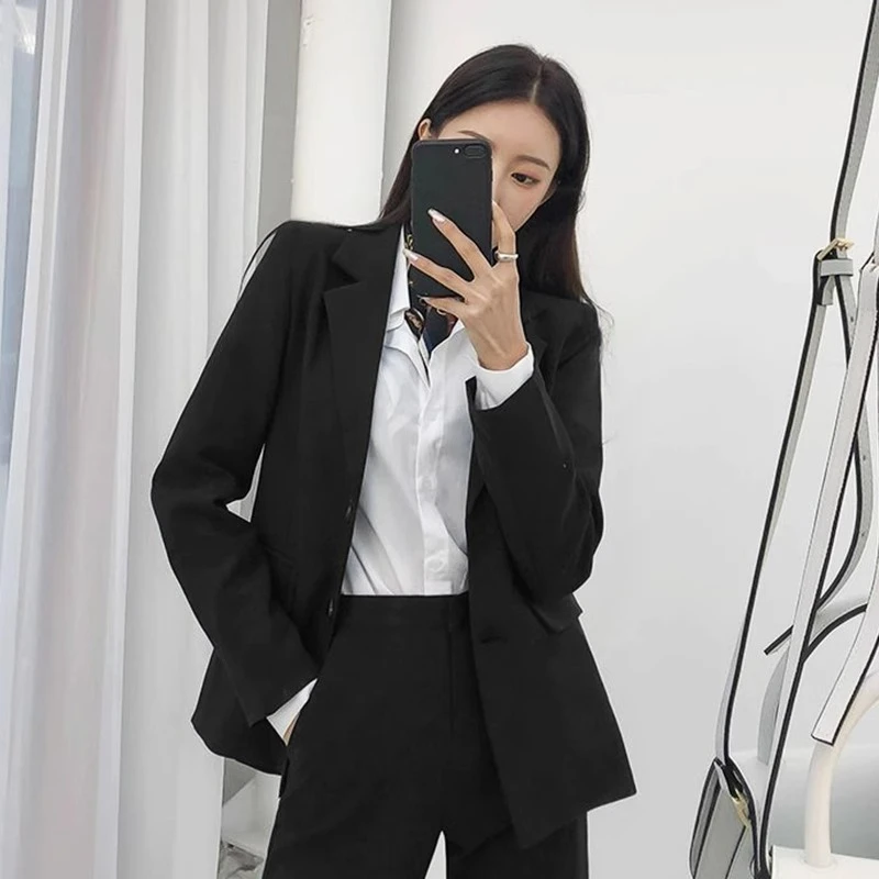 黑色西装套装女秋季新款气质大学生答辩教资面试工作西服职业正装