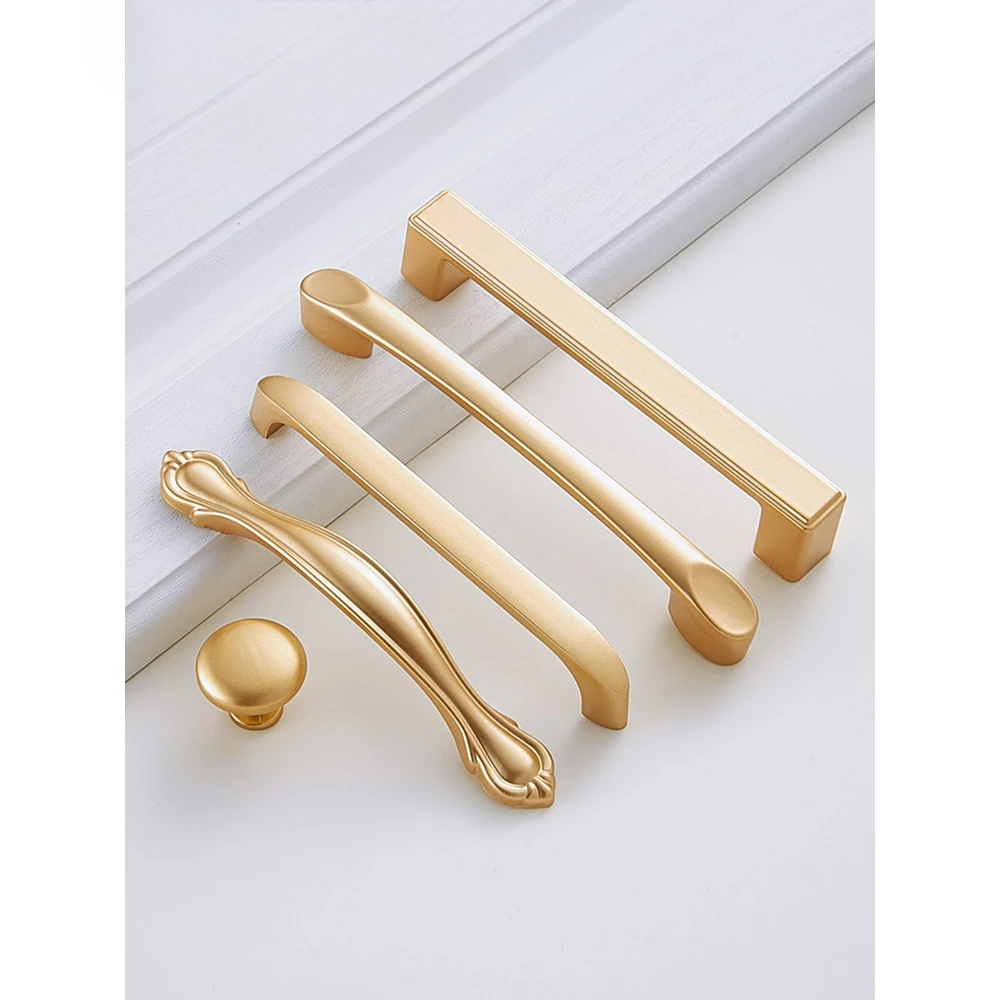 卡贝锌合金抽屉橱柜拉手金色轻奢衣柜门把手现代简约柜子厨门欧式