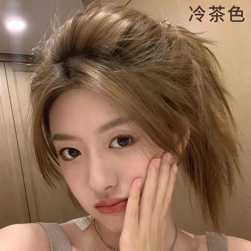 【买一送一】冷茶色天然染发剂纯自己在家染发植物染发膏男女显白