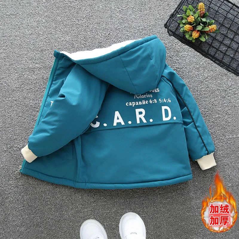 【冬款上新】儿童加绒棉衣2023新款冬装男童连帽派克服女童棉袄冬