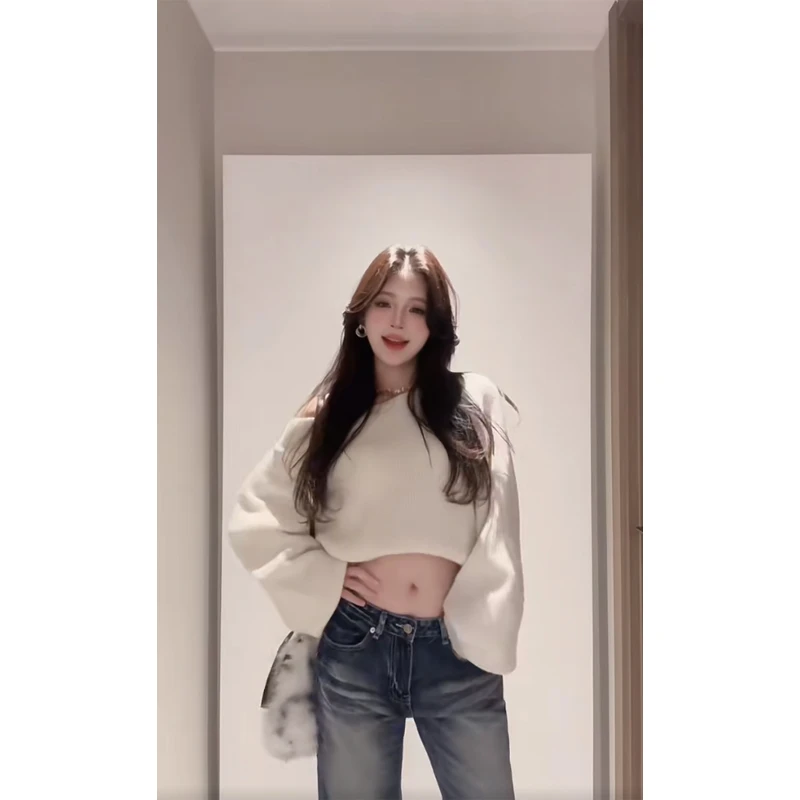 2024冬季新款高级感时尚简约时尚软糯透气长袖上衣高腰休闲阔腿裤