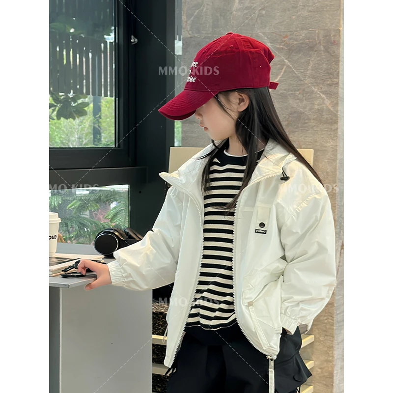 【现货】女童春夏季薄款外套中大童夜光防风连帽开衫童装上衣潮