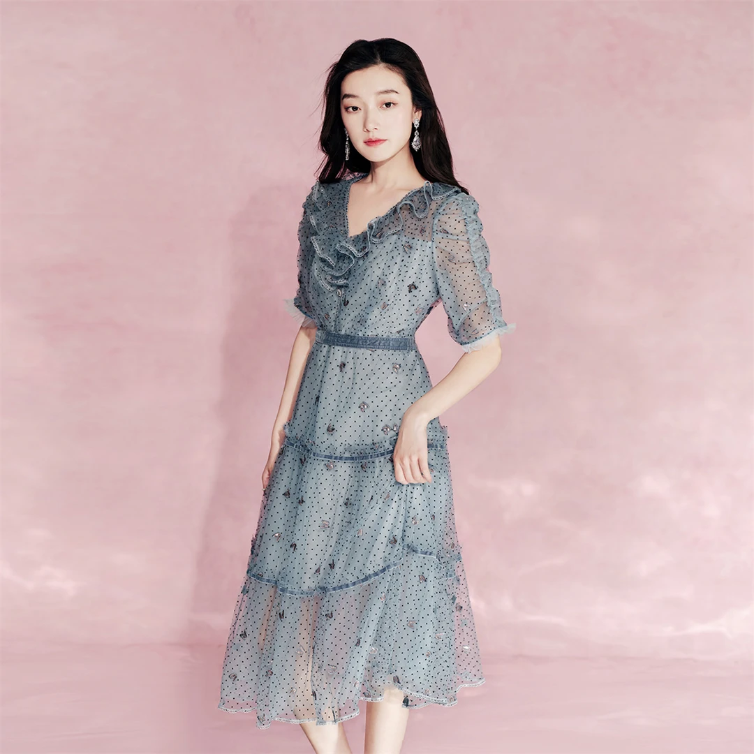 【诗语专属】EVA OUXIU/伊华欧秀连衣裙420AQ7956