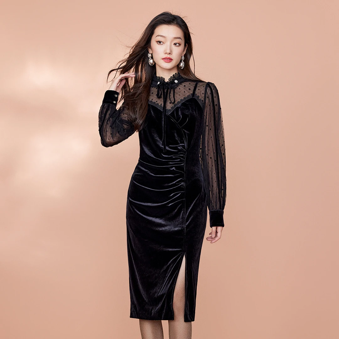 【诗语专属】EVA OUXIU/伊华欧秀连衣裙E35ZQ0950