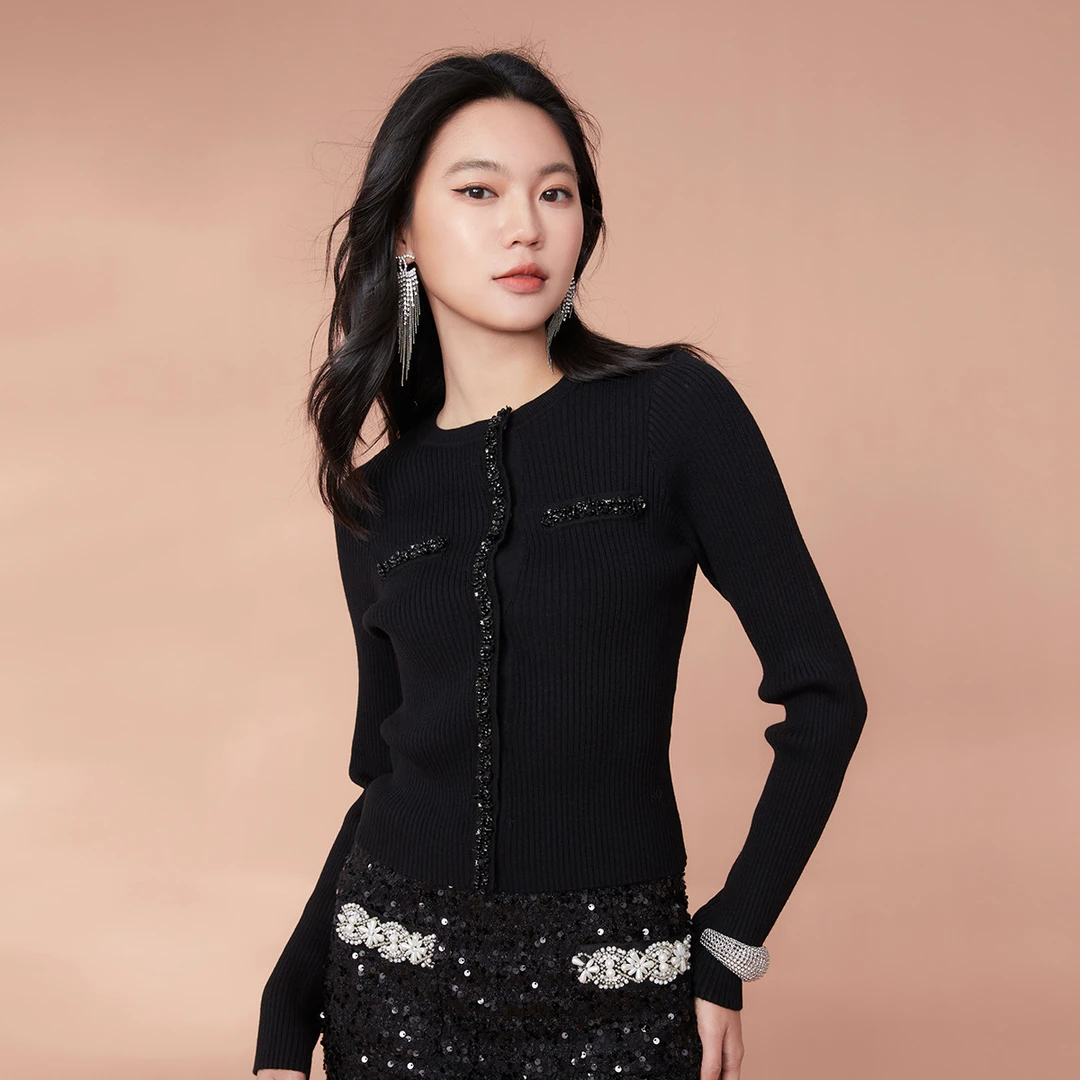 【媛媛女王专享】EVA OUXIU/伊华欧秀小香风针织衫43WZM5245