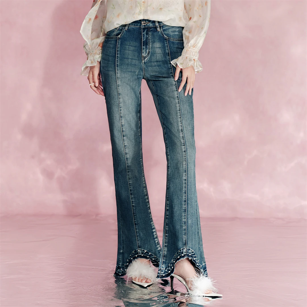 【高高甄选】EVA OUXIU/伊华欧秀牛仔裤420NK2028