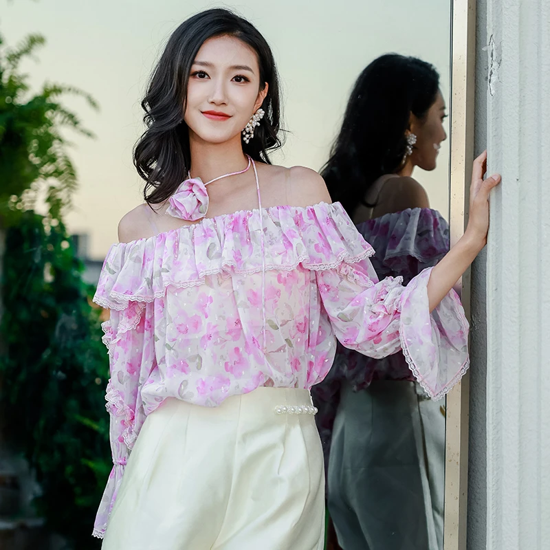 【高高甄选】EVA OUXIU/伊华欧秀雪纺衫42KAC4828