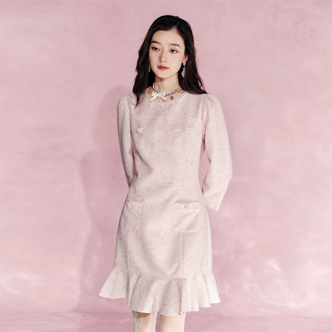 【高高甄选】EVA OUXIU/伊华欧秀小香风连衣裙43WAQ5078