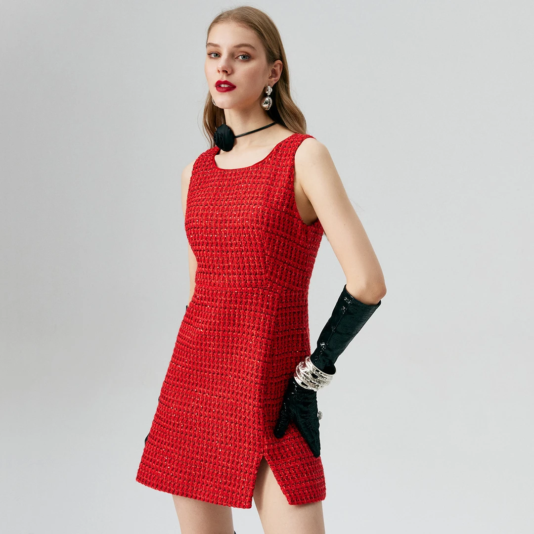 【媛媛女王专享】EVA OUXIU/伊华欧秀小香风连衣裙41WAQ4358