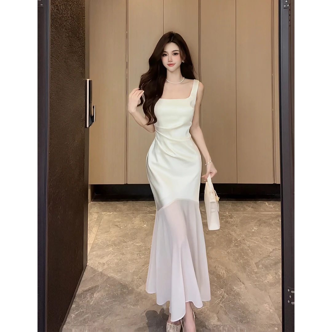 【婉君】法式缎面纯欲鱼尾礼服高级感连衣裙LWJ24B2Q1082