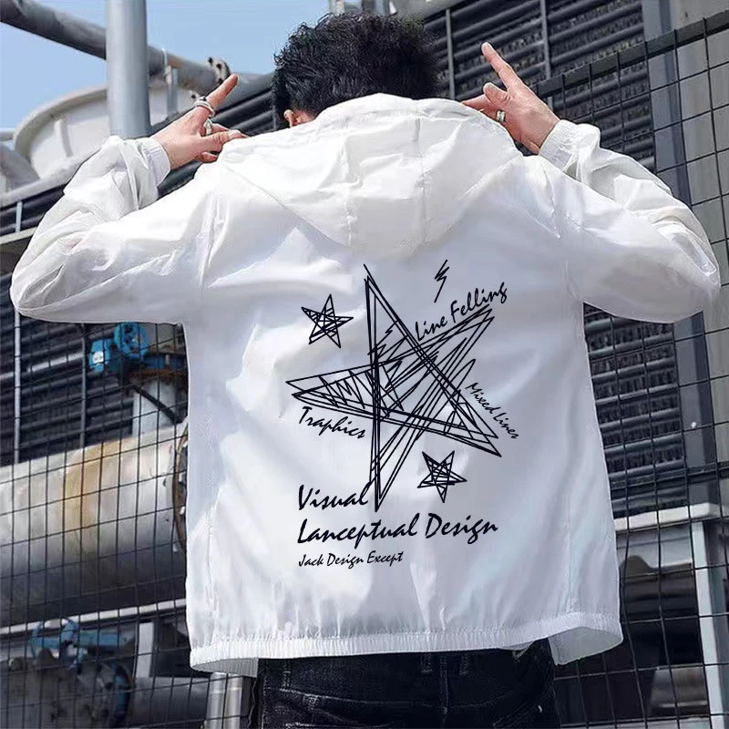 户外防紫外线薄款透气男士运动外套韩版连帽学生防晒服休闲青少年