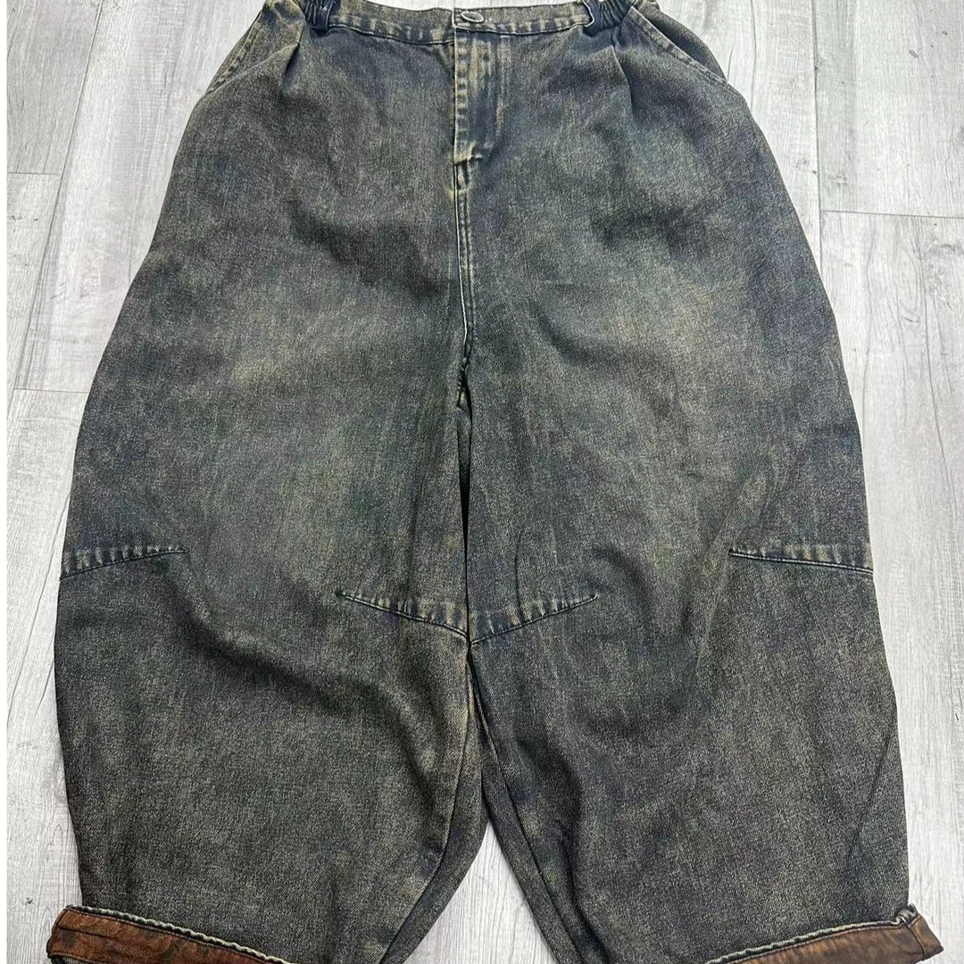 HY    膝盖捏皱做旧牛仔裤