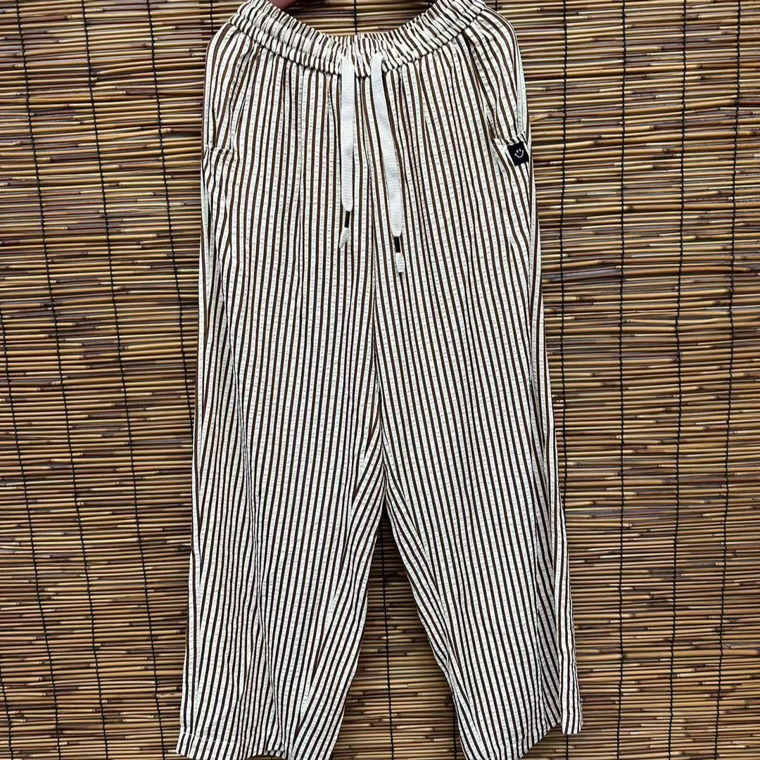 HY    8637竖条口袋贴标拖地裤