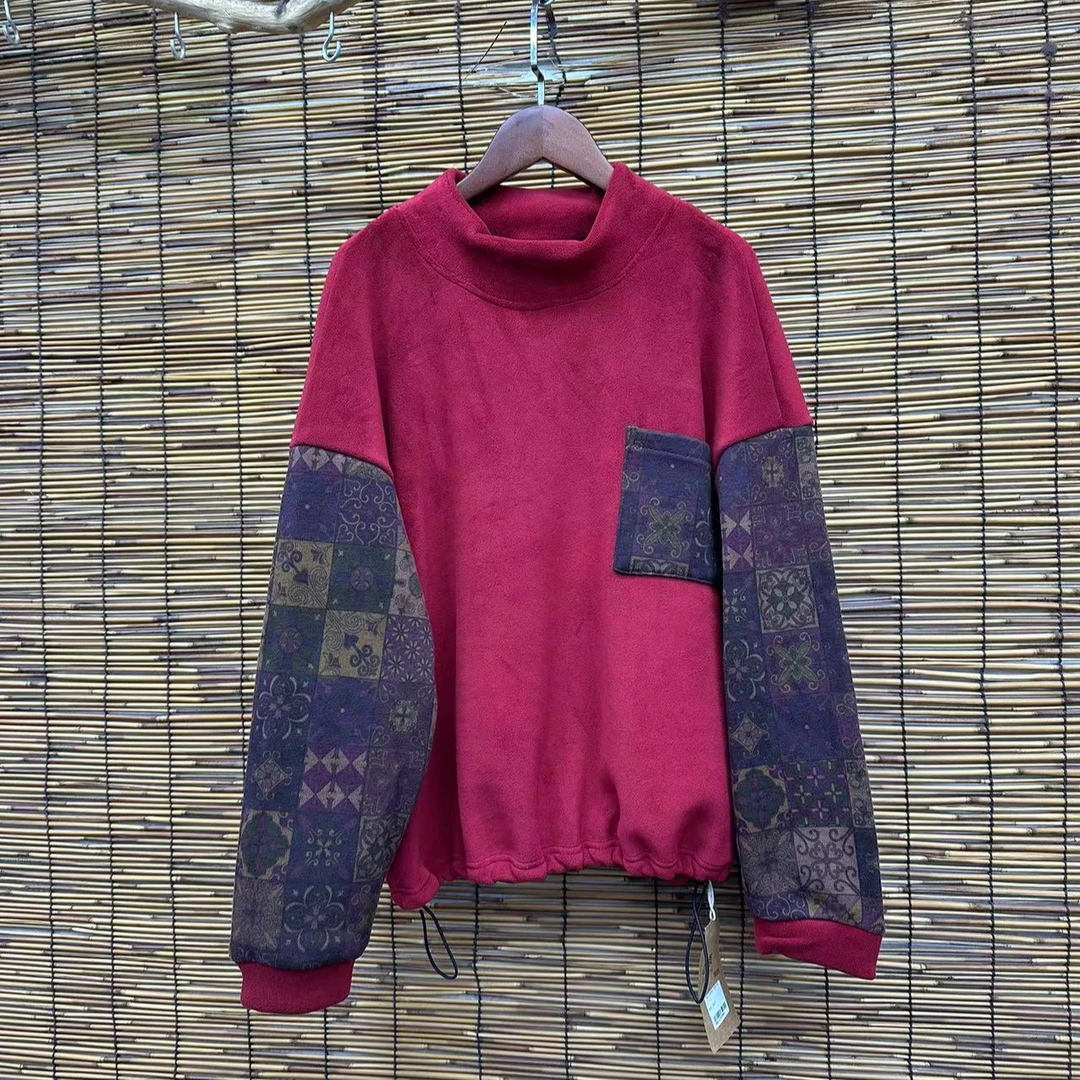 HY    24115袖子拼方块花卫衣