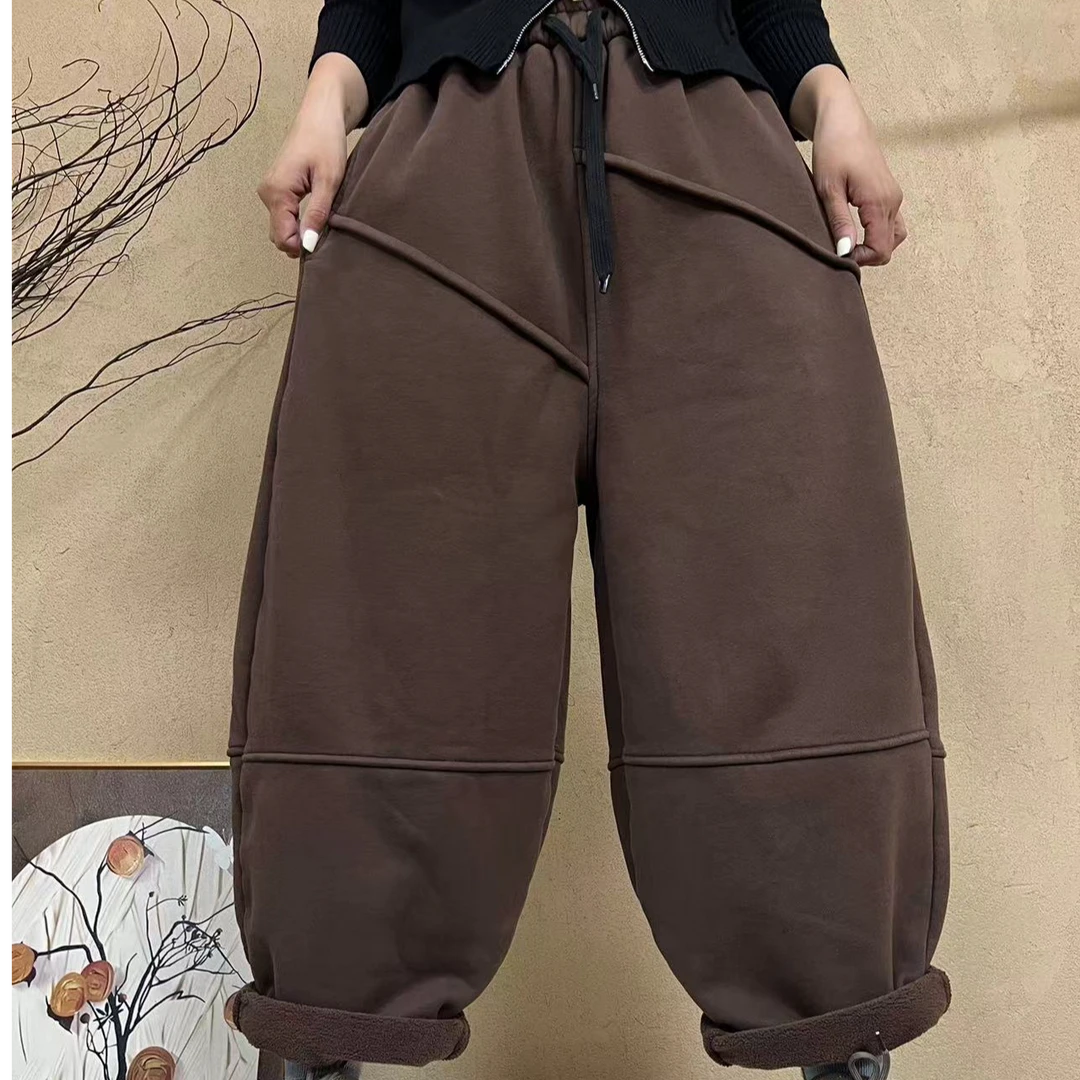 HY    737膝盖下横分割线加绒卫裤