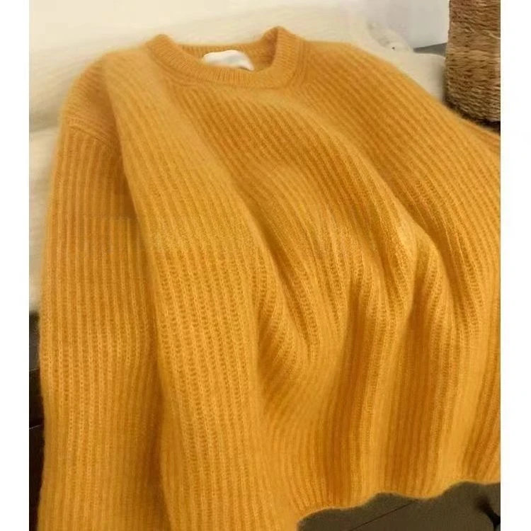 日系软糯浣熊绒毛衣女秋冬季高级感宽松慵懒风套头加厚内搭针织衫