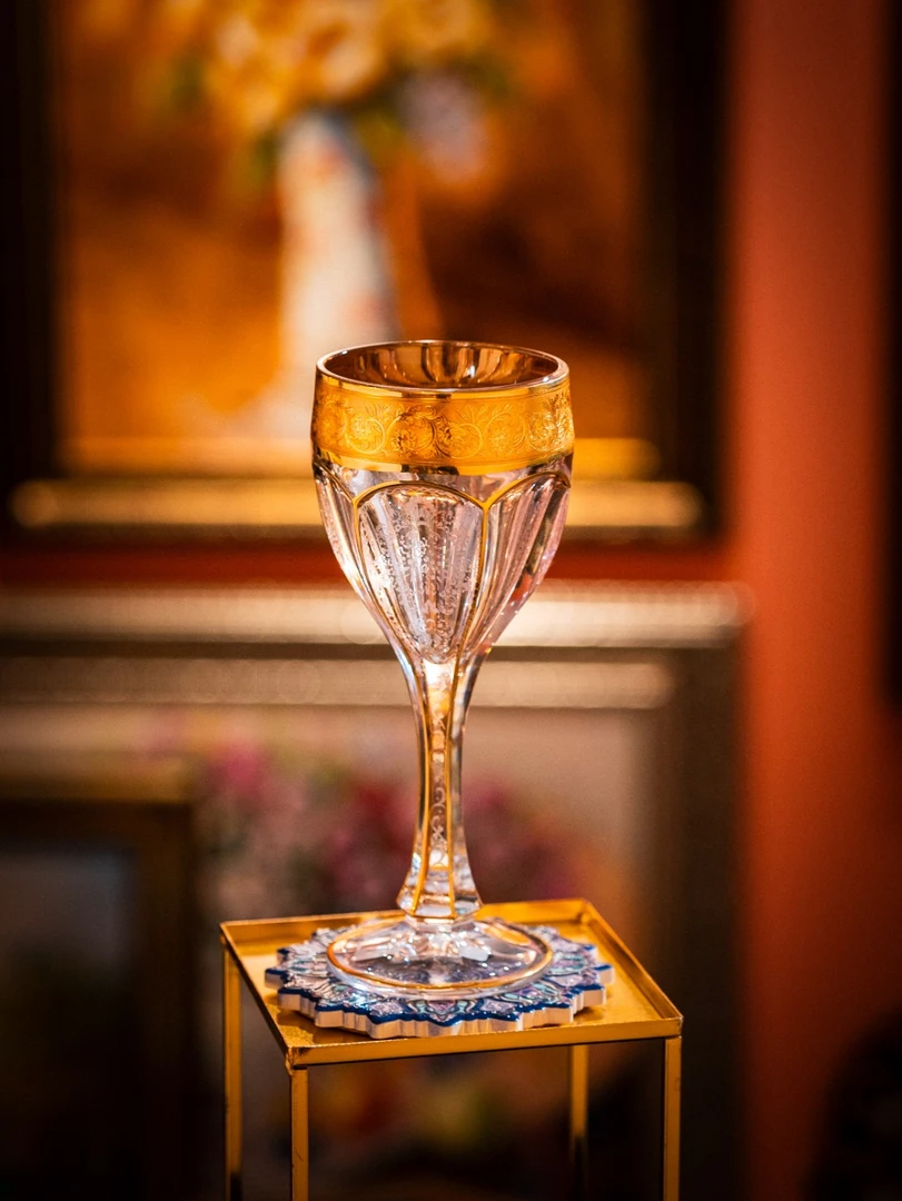 Moser摩瑟水晶杯轻奢真金描金高档欧式家用复古红酒杯古典