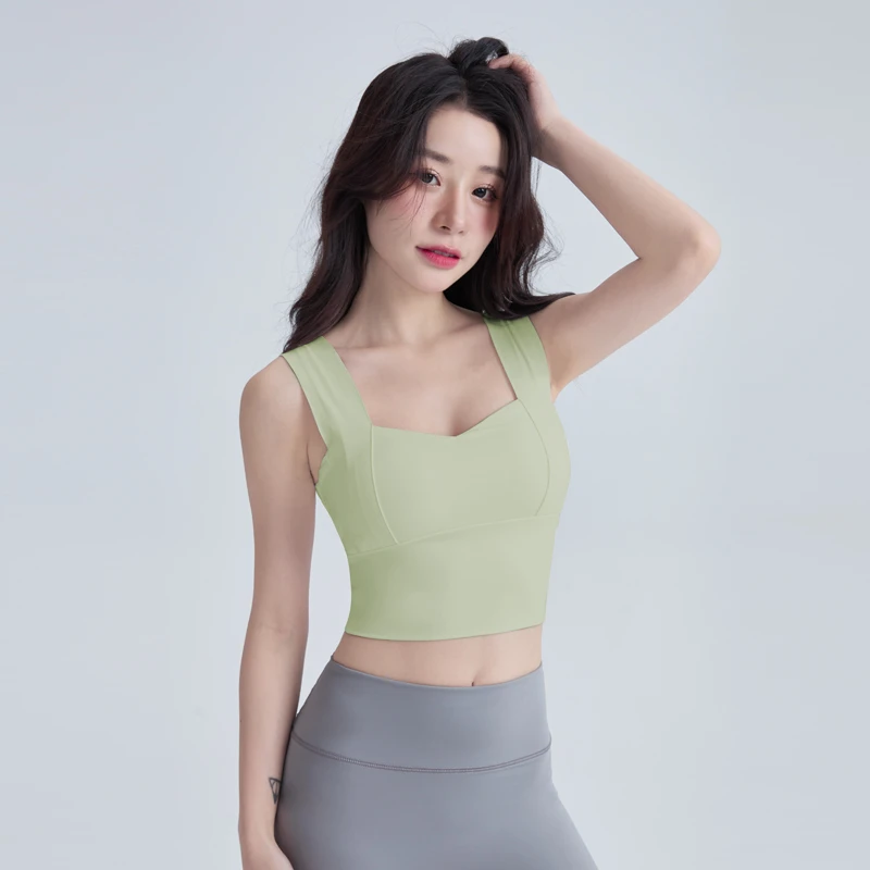 背心式运动无袖上衣聚拢定型跑步美背防震短袖bra瑜伽服外穿强压