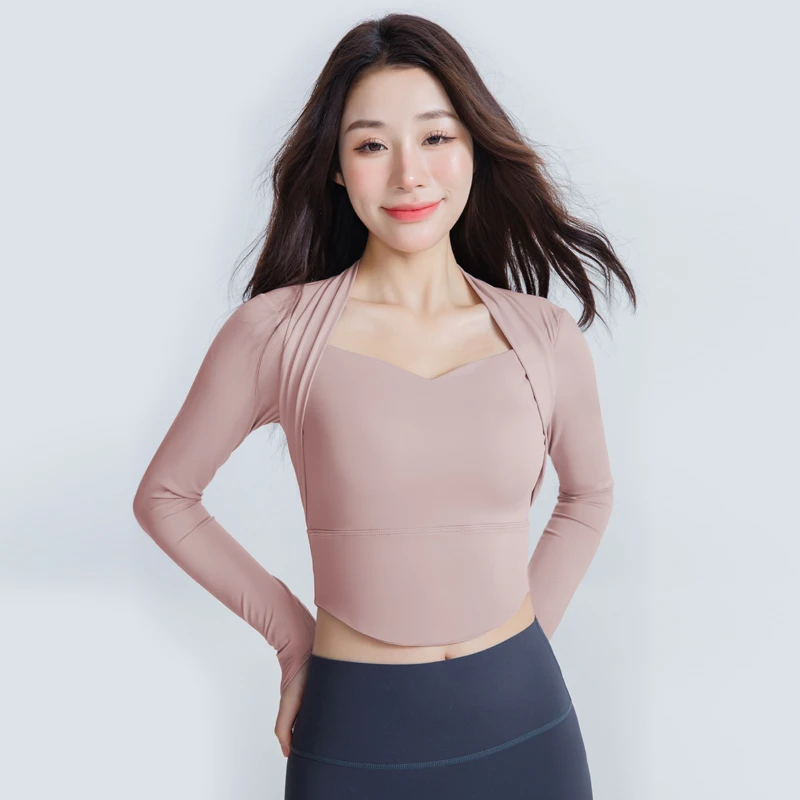 瑜珈服女跑步运动服专业普拉提训练速干紧身长袖上衣秋冬季健身服