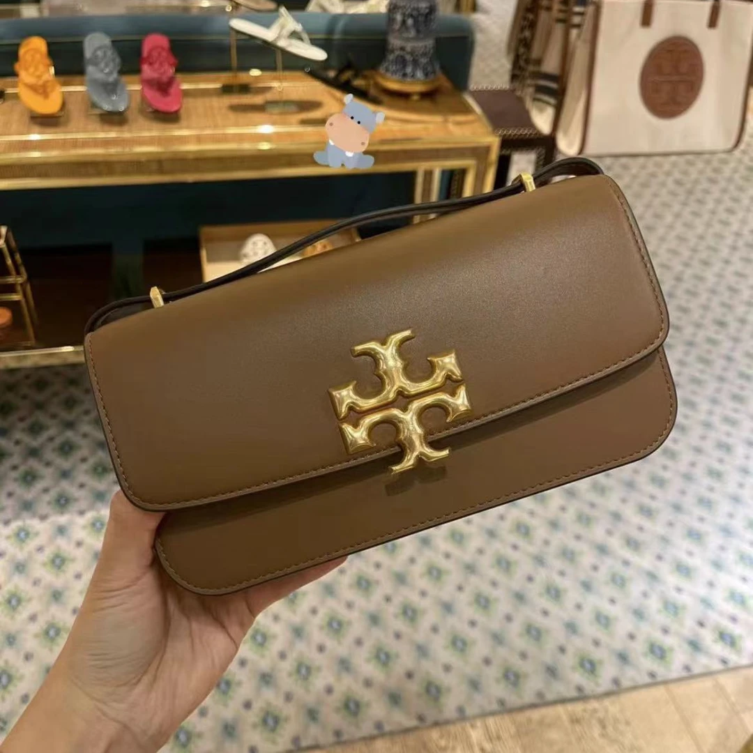 全新未使用 TORY BURCH/汤丽柏琦 专柜款横版金砖单肩翻盖包