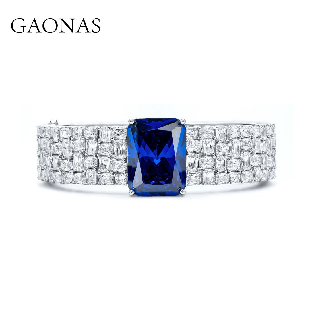 GAONAS 925银合成锆石手镯 璀璨星河时尚蓝手镯 BS0916630