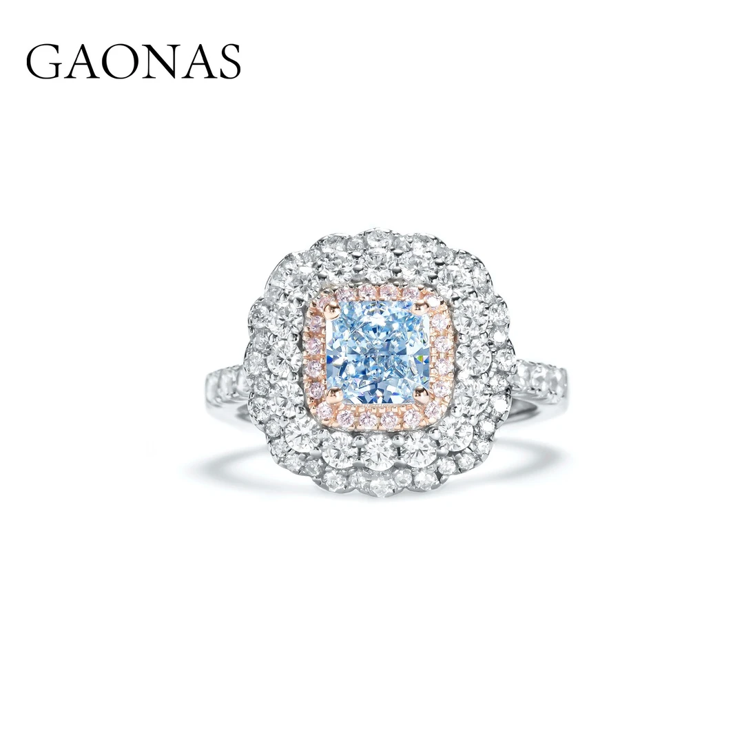 GAONAS 925银合成锆石戒指 时尚经典 蓝粉戒指 LJ31083