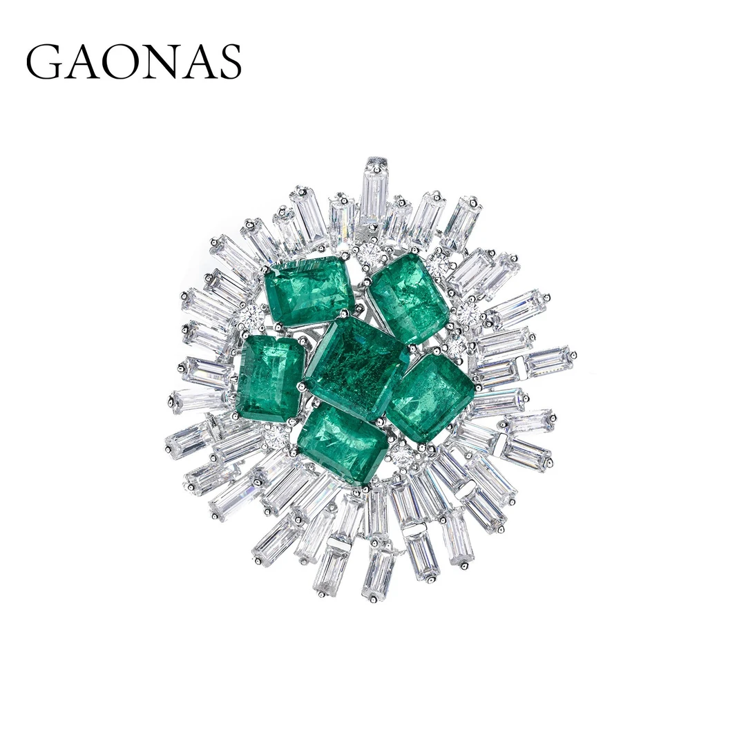 GAONAS 925银合成锆石胸针 高纳仕 绿色胸针吊坠两用款 GX093260