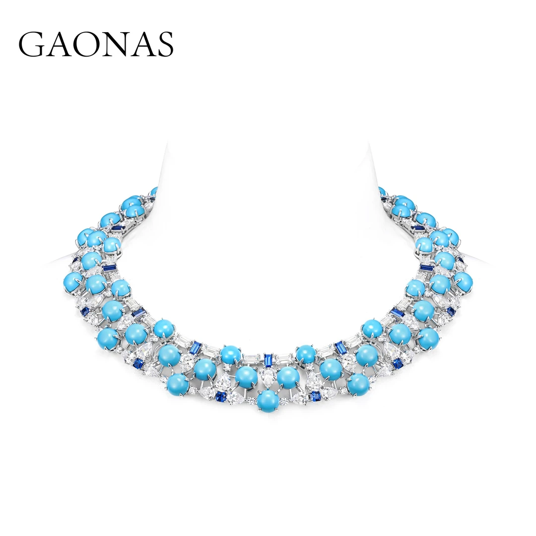 GAONAS 链子925银合成锆石 壕镶嵌苍松翠柏项链 BX041600