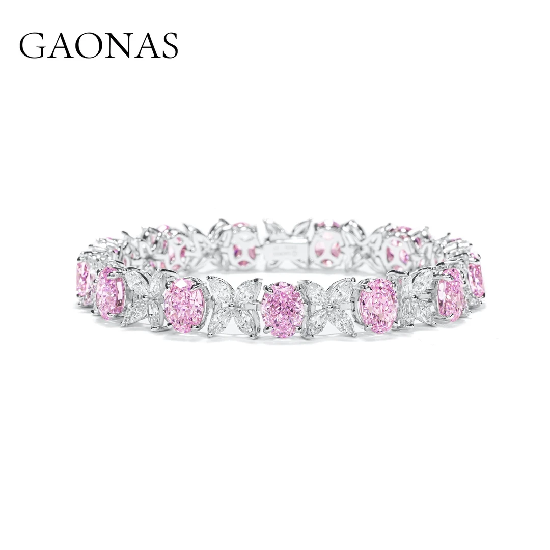 GAONAS 925银合成锆石手链 时尚  樱花粉手链 FS112966