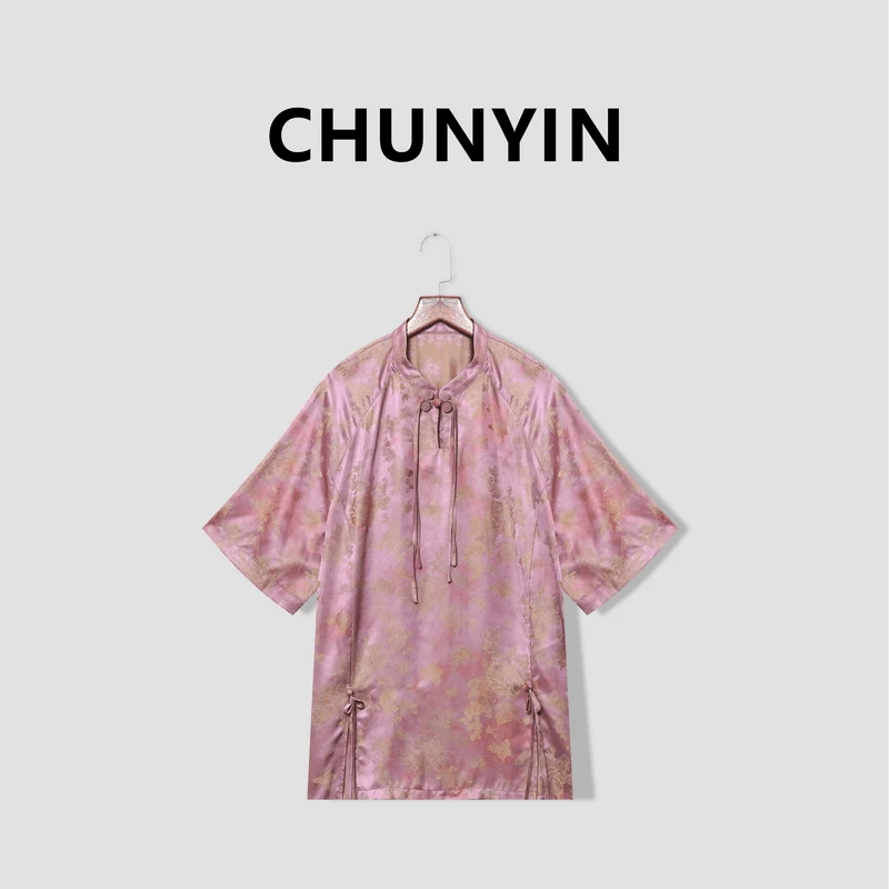 罗曼曼『浮香』新中式国风设计师百搭夏季宽松气质上衣短袖22820