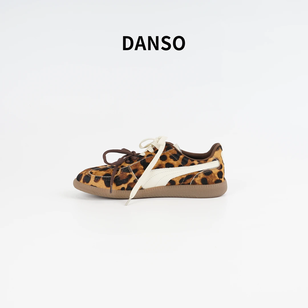 【玉美华专属】 马毛豹纹 牛猄皮低帮休闲运动德训鞋