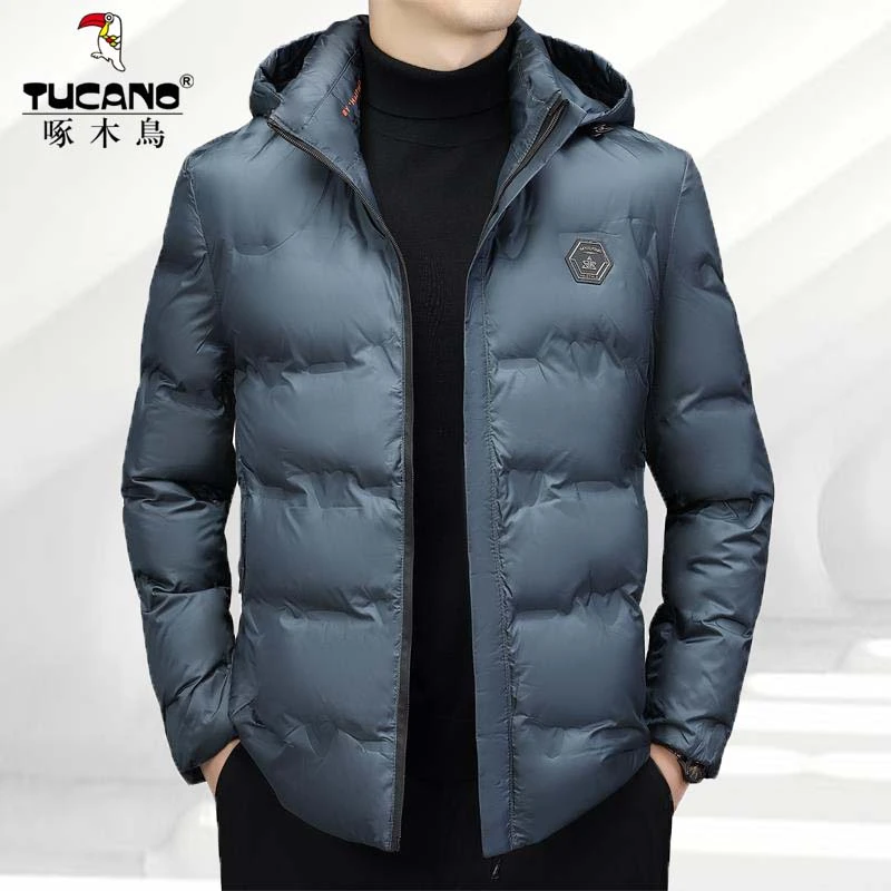 啄木鸟大码男棉服男士运动时尚连帽保暖冬季加厚中青年韩版修身