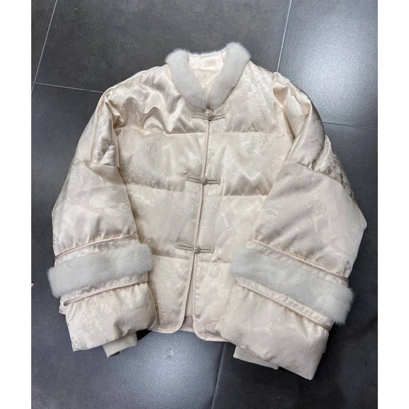 【 CB-J档口】新中式羽绒服女冬新款高级感国风名媛白鸭绒外套8515