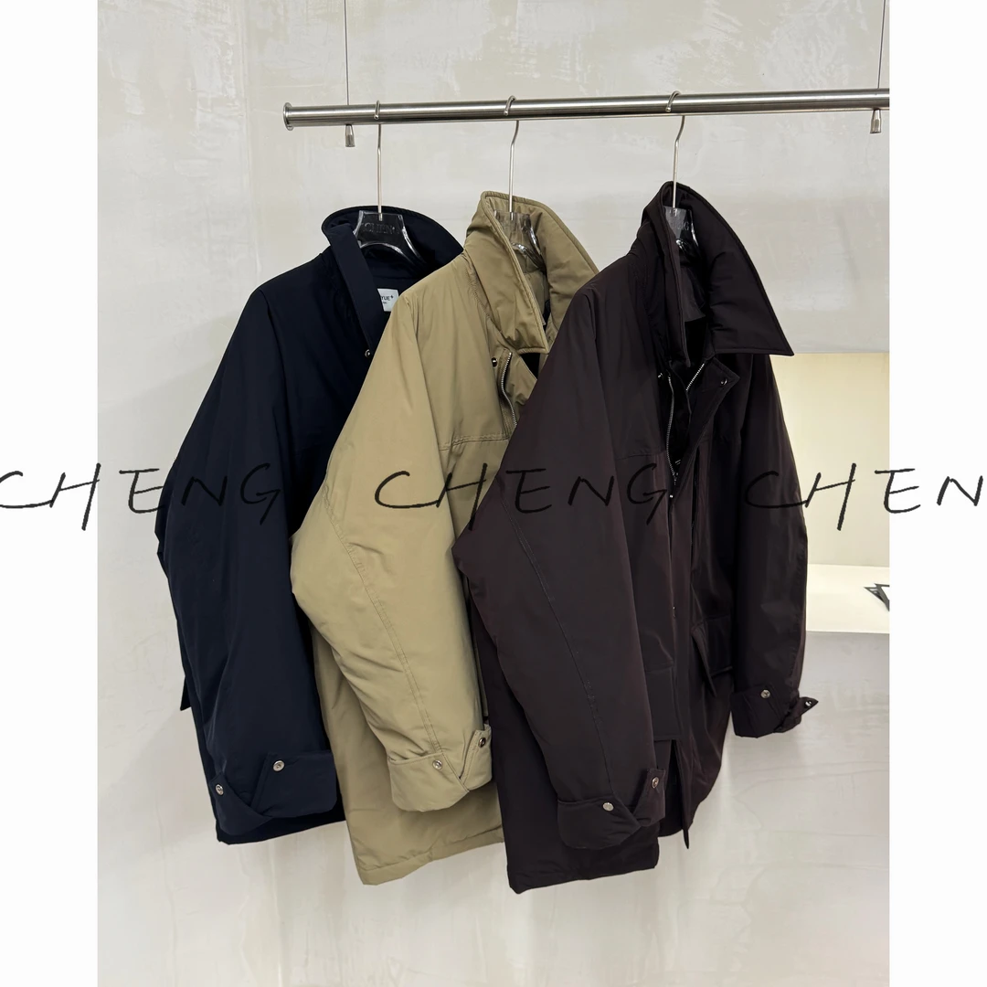 【CB-J档口】翻领加厚中长款羽绒大衣设计款收腰抽绳外套8657