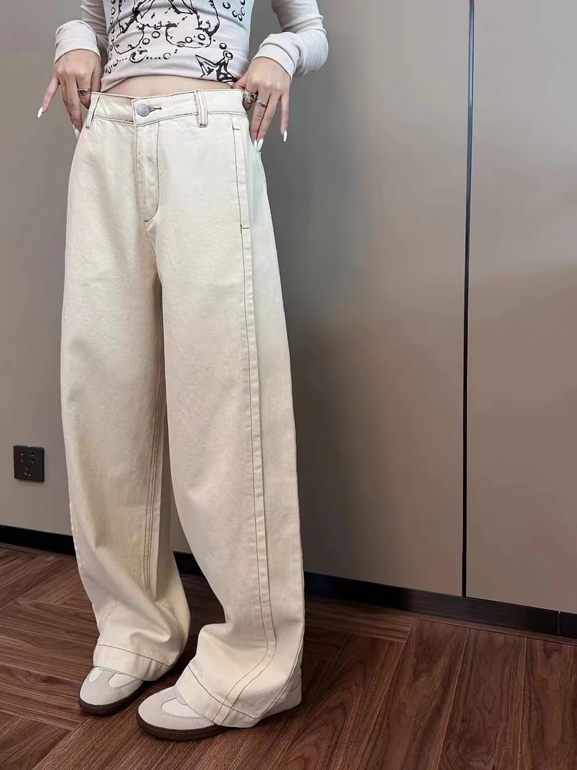 0153-1106 米色休闲牛仔裤
