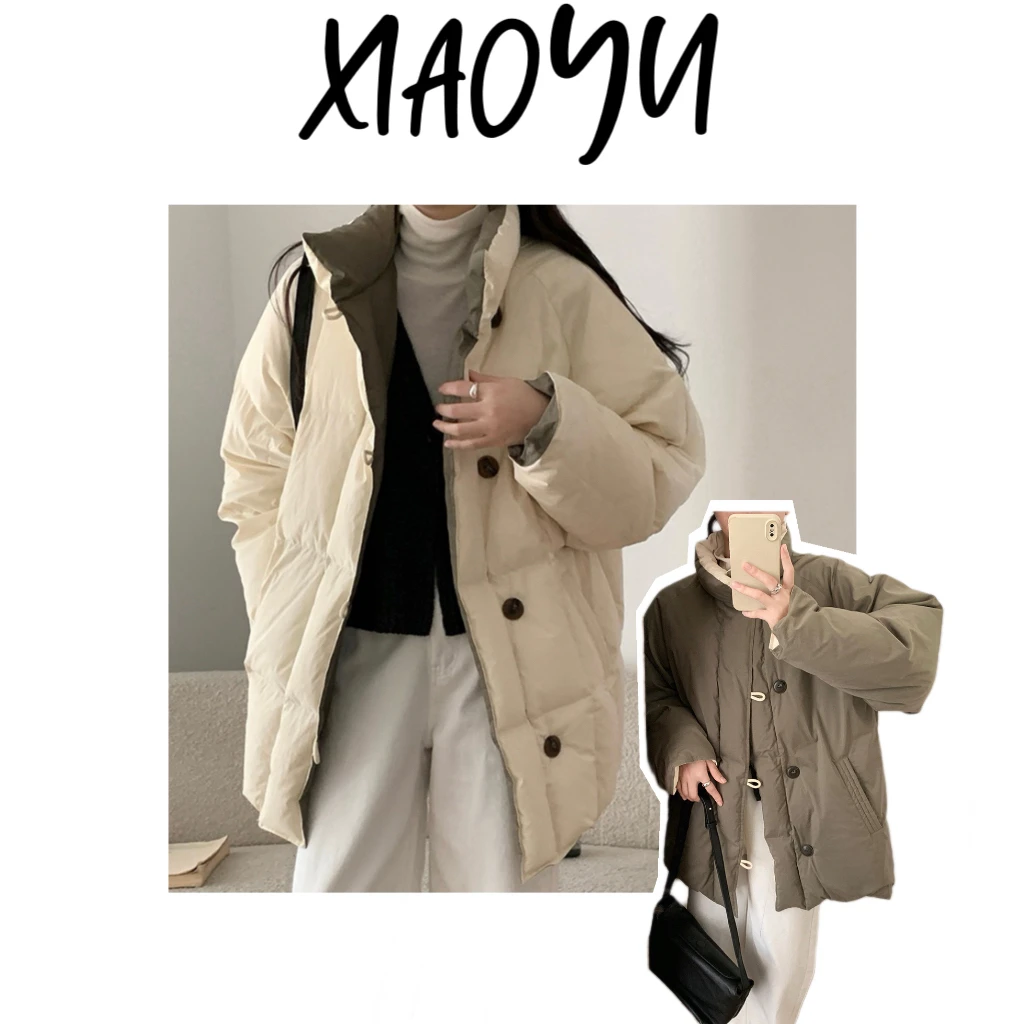 【两穿立领羽绒服S韩系THE AB正反两穿立领羽绒服宽松保暖洋气3791