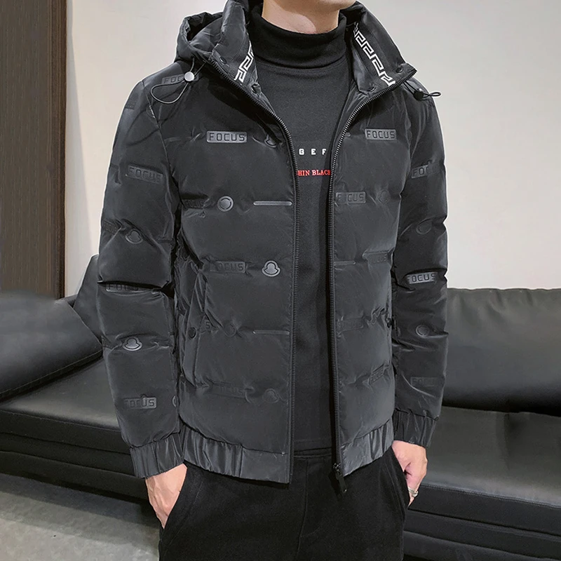 潮牌短款加厚男士冬季羽绒服连帽可拆卸高贵上档次男装冬款外套
