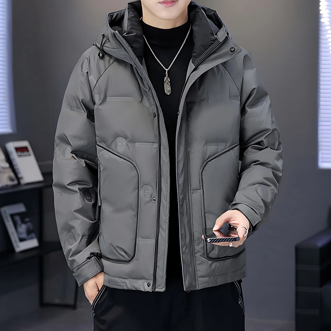 男士外套男秋冬款潮流时尚连帽短款羽绒衣休闲保暖男款羽绒服男