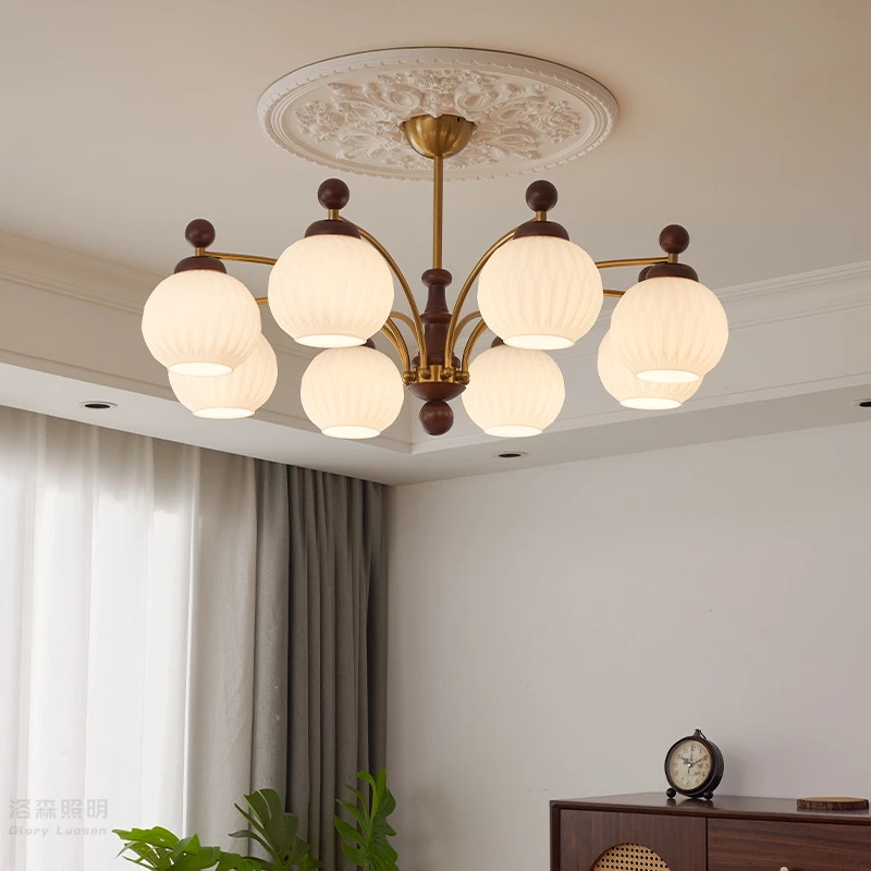 法式客厅吊灯中古vintage复古餐厅胡桃木色书房间灯设计师卧室灯