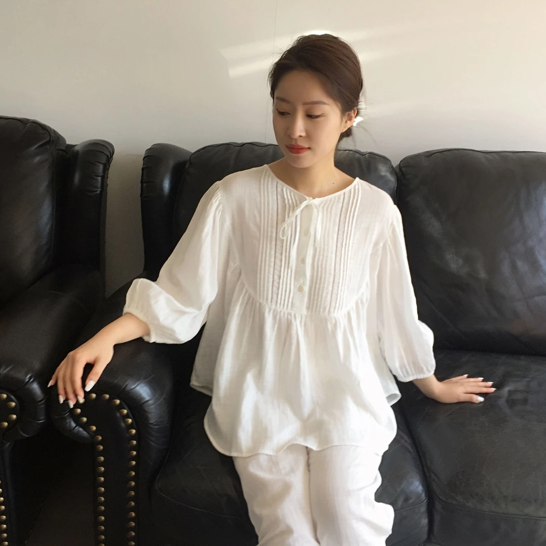 CA BRIDA【禅香】白色宽松睡衣 春夏穿搭 法式复古L102