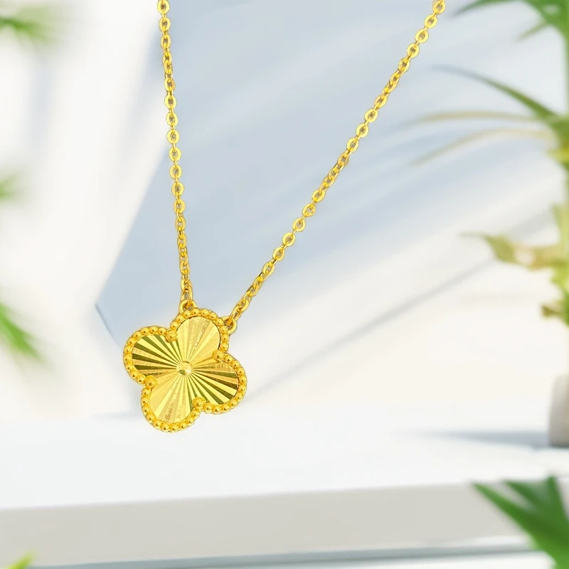 周金生足金999四叶草项链时尚简约经典足金项链黄金套链黄金项链