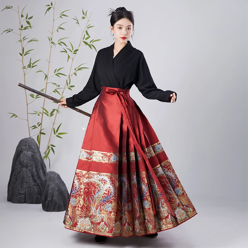 媚海棠【七彩凤凰】-高端仿妆花织金春夏马面裙国风明制汉服（商）