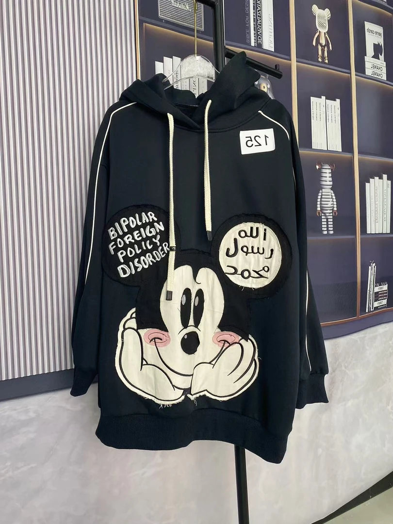 单件黑色宽松MQ鼠百搭卫衣125