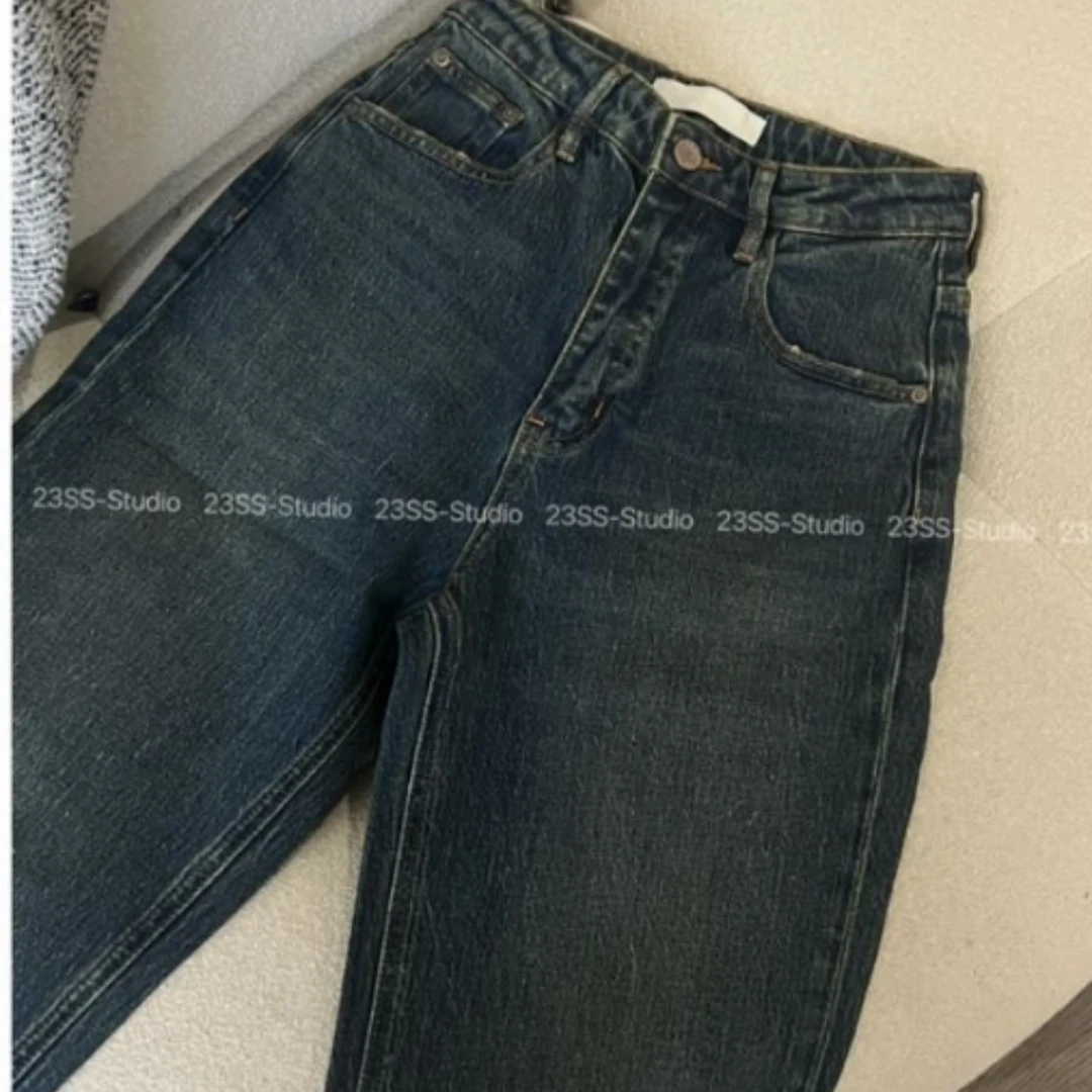 【娇娇私服订制】秋上新款高腰休闲直筒百搭牛仔裤60329#