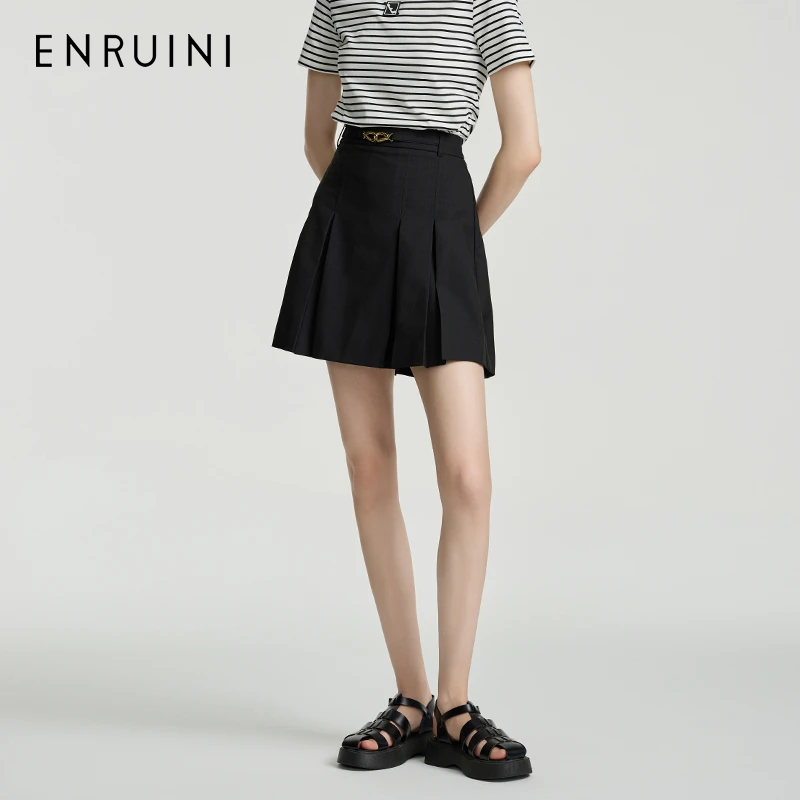 恩瑞妮2025款夏装显瘦时尚百褶短裙学院风气质小短裙ERXQ3B505