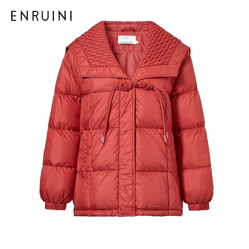 恩瑞妮羽绒服保暖休闲时尚红色冬季新中式气质过年衣服ERDYOC886