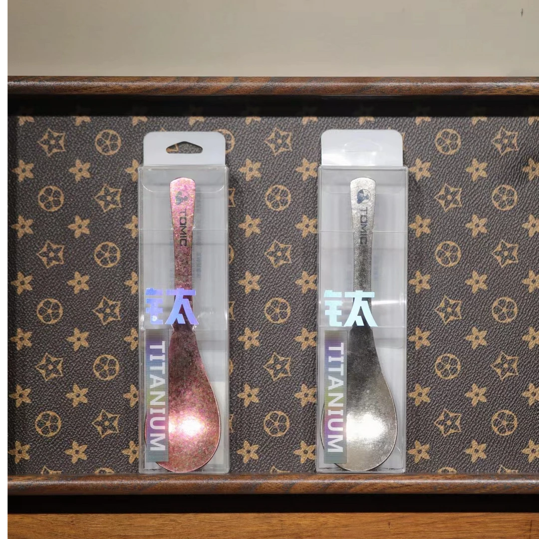 【菊掌柜甄选】TOMIC/特美刻纯钛勺咖啡勺高档家用本色玫红色