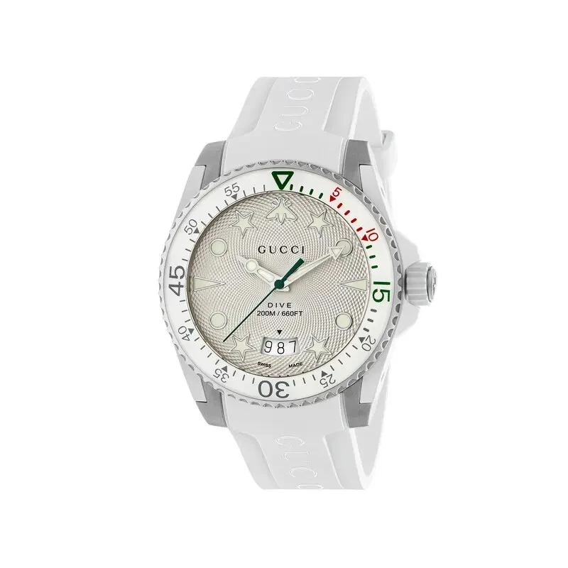 GUCCI/古驰新款男女同款腕表石英机芯橡胶表带40m防水送保修